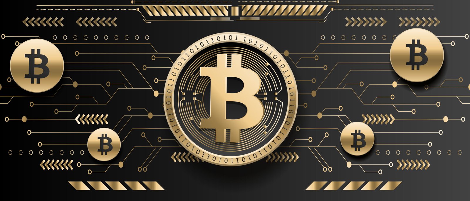 Moeda física de Bitcoin sobre superfície escura